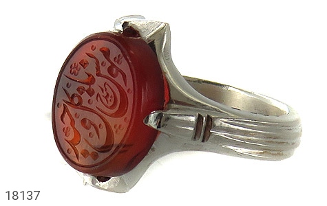 انگشتر نقره عقیق یمنی قرمز مردانه دست ساز [یا مونس کل وحید] - 18137
